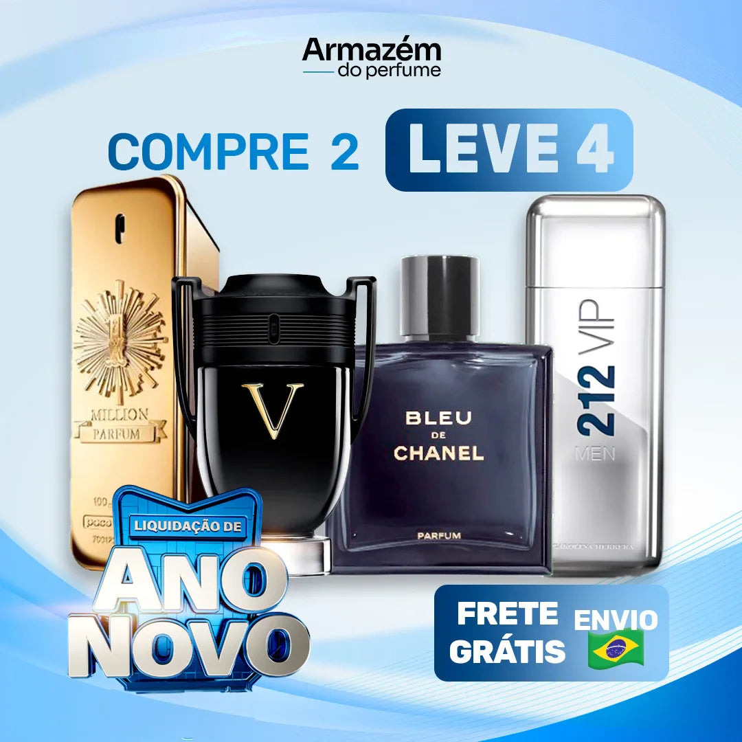 Compre 1 Leve 4 -  Perfumes Masculinos Importados (100ml) - 1 Million | 212 VIP Men | Invictus | BLEU