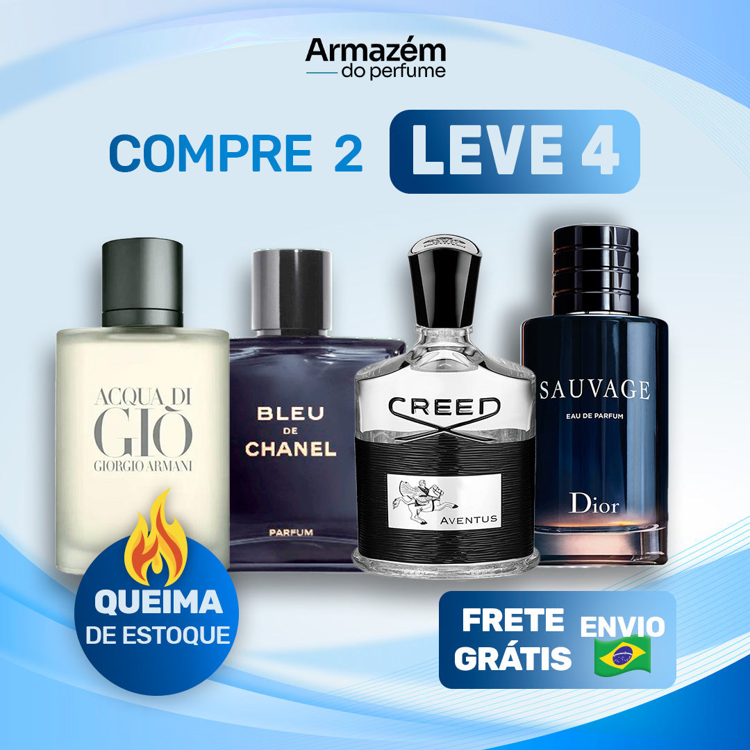 4 Perfumes Masculinos TESTER (100ml) - Sauvage | Creed | Giorgi Armani | Bleu de Chanel |