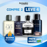 4 Perfumes Masculinos TESTER (100ml) - Sauvage | Creed | Giorgi Armani | Bleu de Chanel |