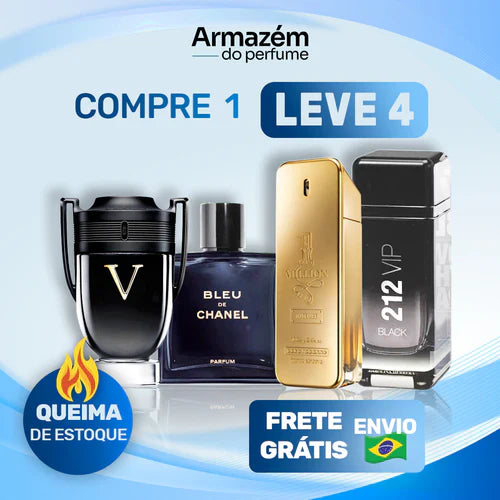 Combo 4 Perfumes Masculinos Importados (100ml) - 1 Million | 212 | Invictus | BLEU