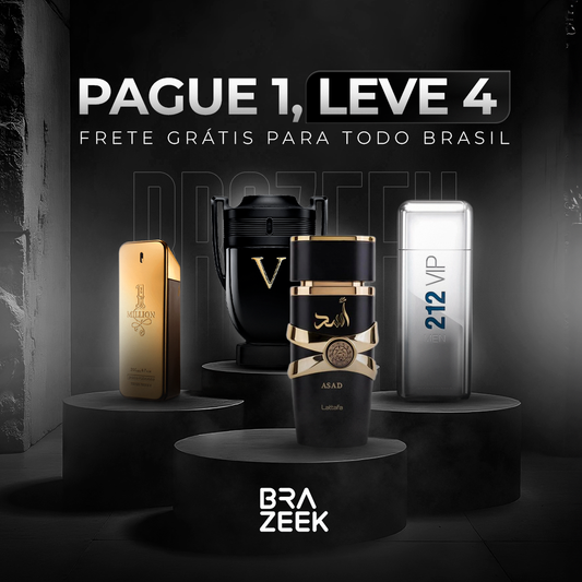 Combo Brazeek compre 1 leve 4 ASAD, ONE MILLION, 212, INVICTUS - 100ml