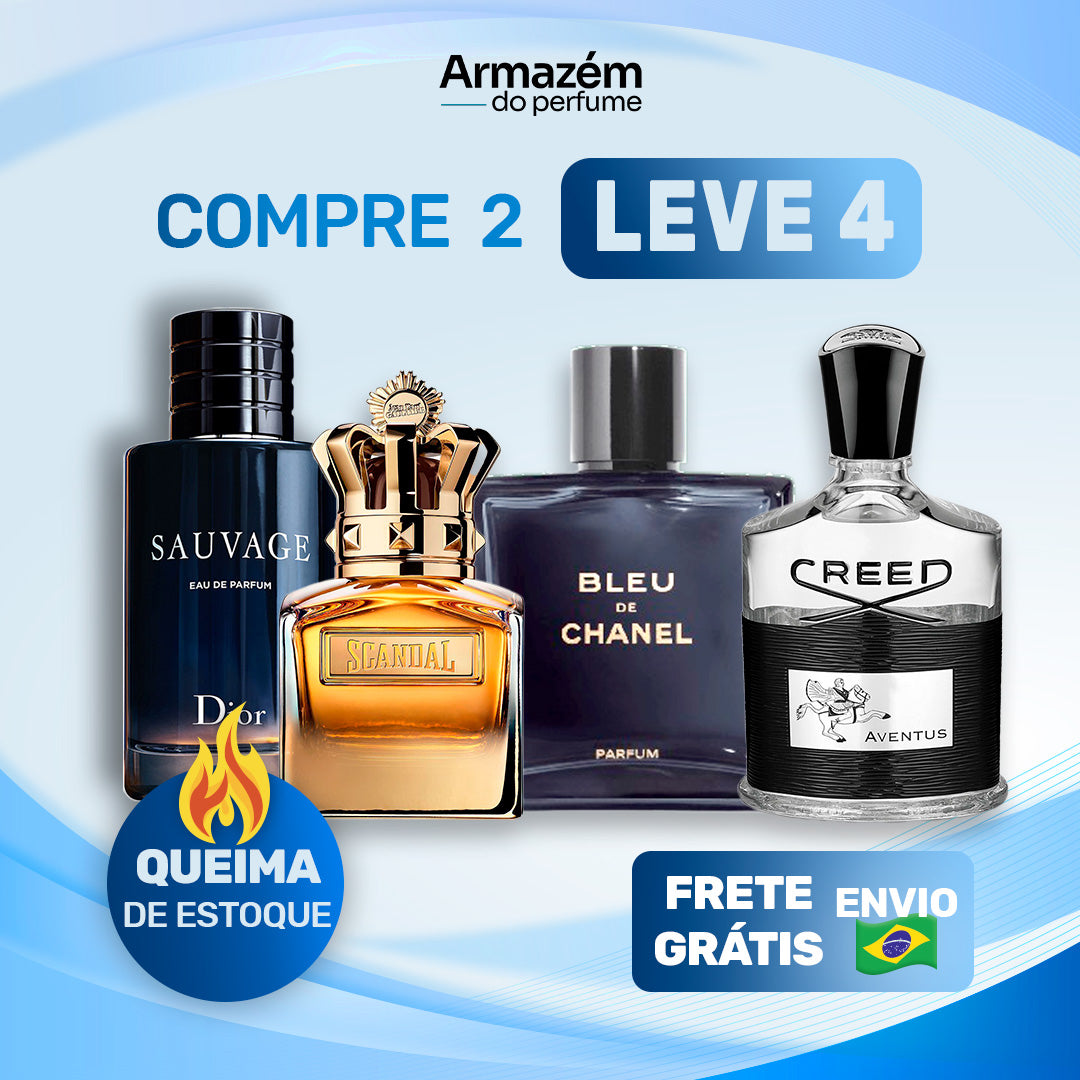 4 Perfumes Masculinos (100ml) -  Scandal | Sauvage | Bleu de chanel | Creed