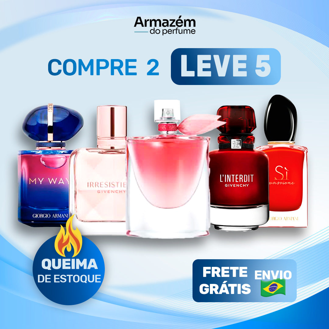 5 Perfumes Femininos (100ml) - My way | L’interdit | La vie est belle intense | Irrestible | Si passione