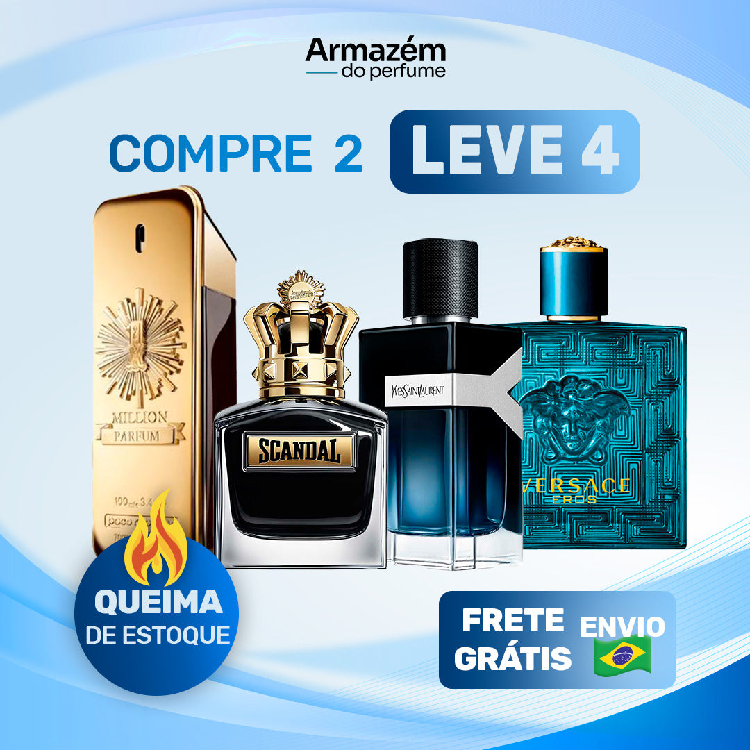 4 Perfumes Masculinos (100ml) - 1 Million | Y Yves Saint Laurent | Scandal | Eros Versace