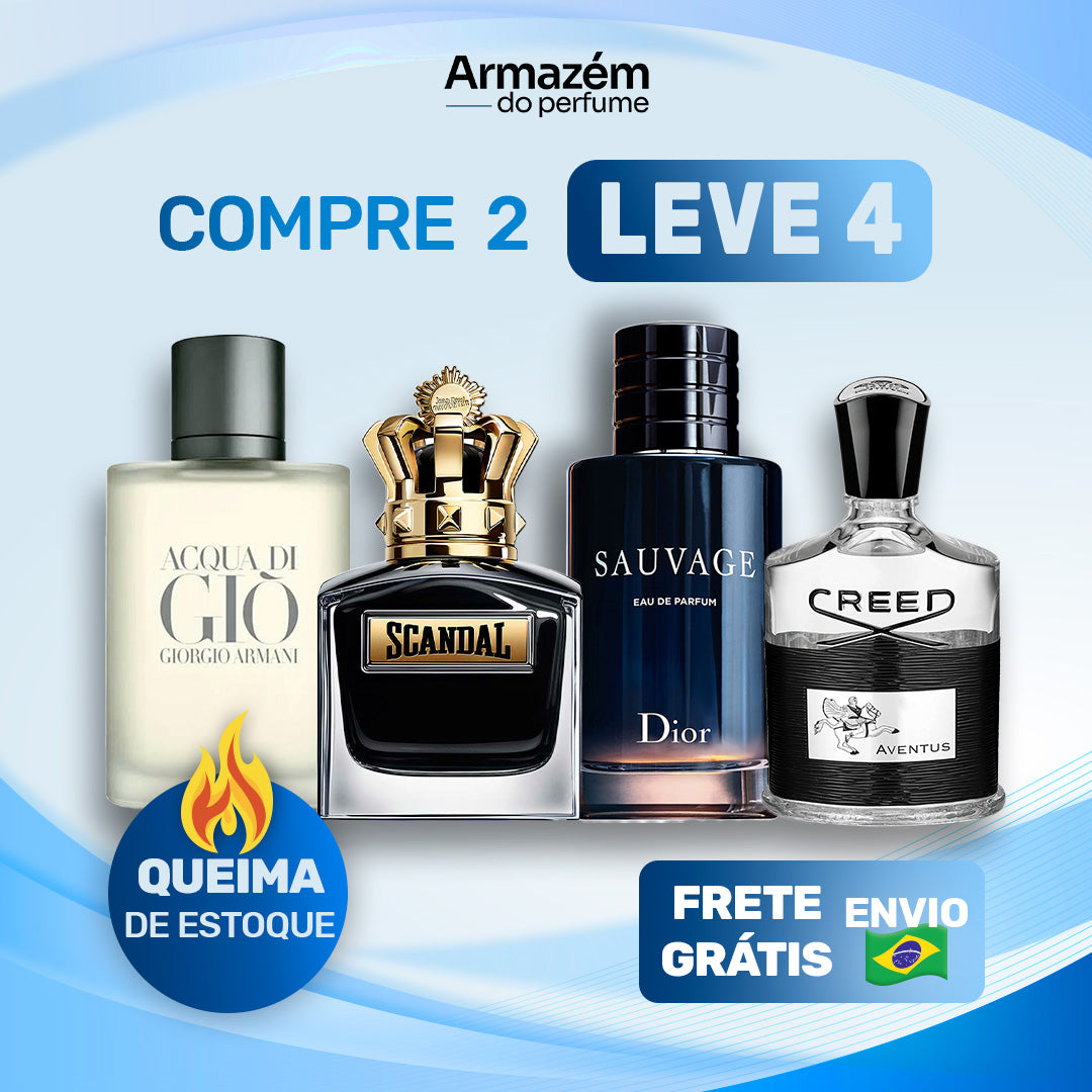 4 Perfumes Masculinos (100ml) - Scandal | Sauvage | Giorgi Armani | Creed