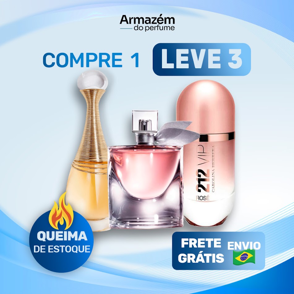 3 Perfumes Femininos (100ml) - 212 VIP Rosé | La Vie est Belle | Jadore