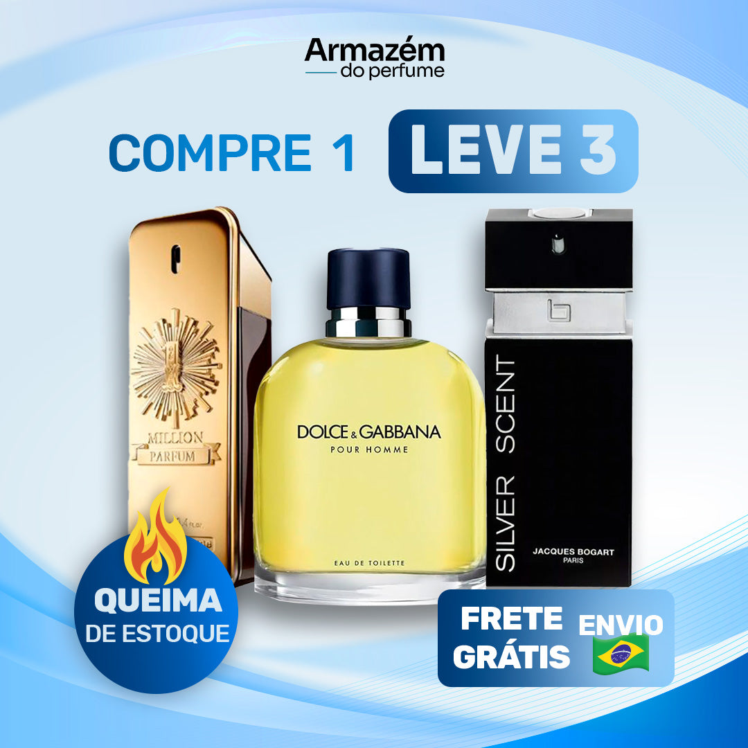3 Perfumes Masculinos (100ml) - 1 Million  | D&G Pour Homme | Silver Scent