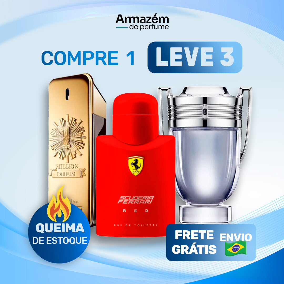 3 Perfumes Masculinos (100ml) - 1 Million | Invictus | Ferrari Red |