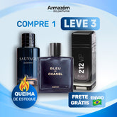 3 Perfumes Masculinos TESTER (100ml) - 212 VIP Black | Bleu de Chanel  | Sauvage
