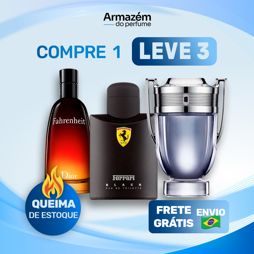 3 Perfumes Masculinos TESTER (100ml) - Fahrenheit | Ferrari Black | Invictus