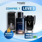 3 Perfumes Masculinos TESTER (100ml) - Sauvage | Invictus Victory | 212 VIP Black