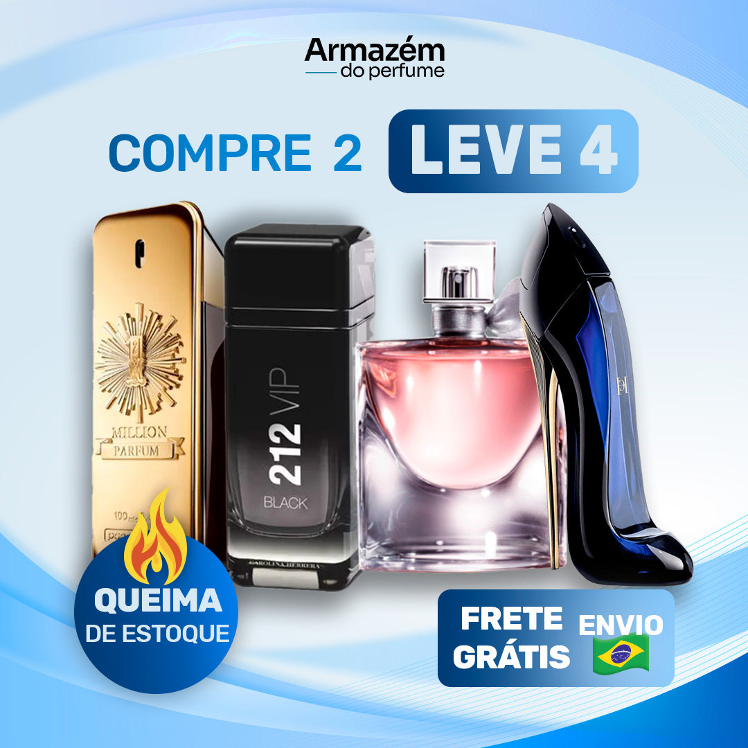 4 Perfumes Importados (100ml) - 1 Million | Good Girl | La Vie est Belle | 212 VIP Black