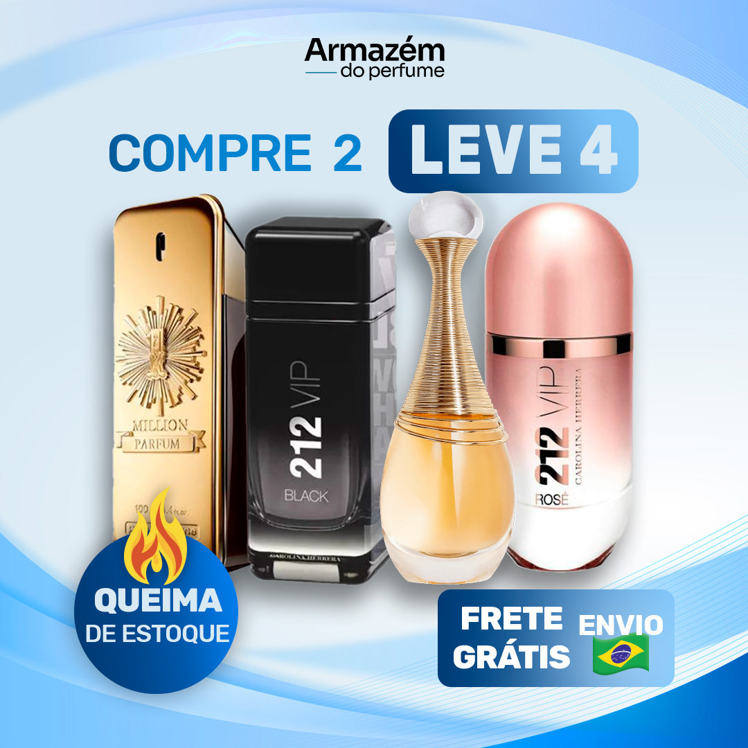 4 Perfumes Importados (100ml) - 1 Million | Jadore | 212 VIP rose  | 212 VIP Black