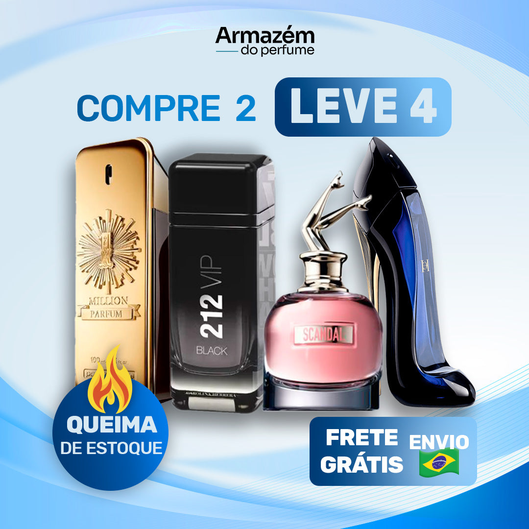 4 Perfumes Importados (100ml) - 1 Million | Scandal | Good girl | 212 VIP Black