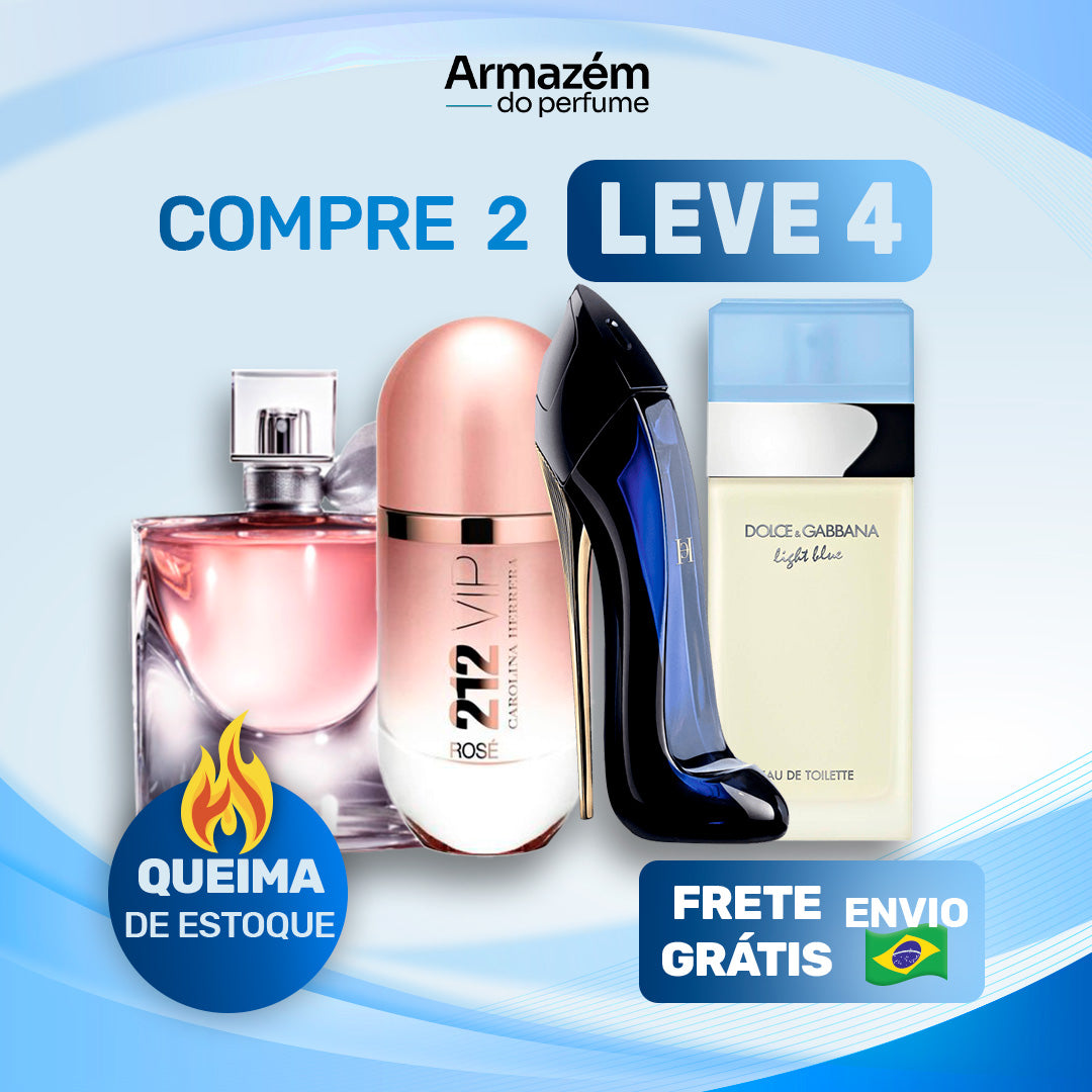 4 Perfumes Femininos TESTER (100ml) - 212 VIP Rosé | La Vie est Belle | Good girl | Light Blue (