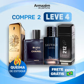 4 Perfumes Masculinos (100ml) - 1 Million | Bleu de Chanel | Sauvage | 212 VIP Black