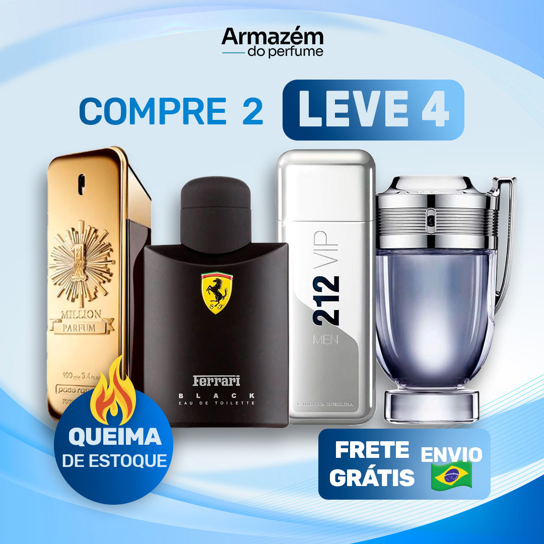 4 Perfumes Masculinos TESTER (100ml) - 1 Million | Ferrari Black | 212 VIP NYC | Invictus