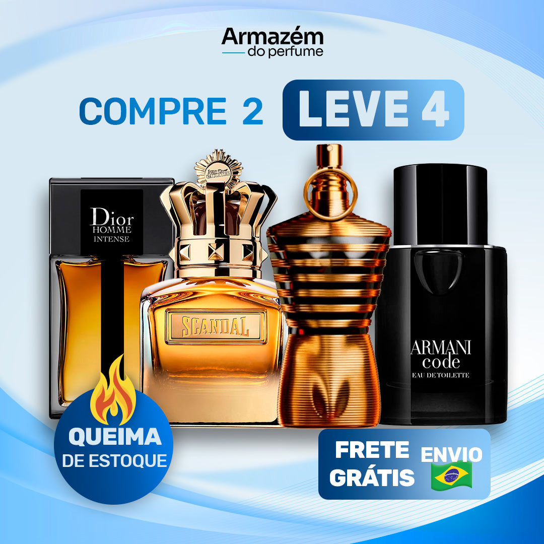 4 Perfumes Masculinos (100ml) - Dior Homme intense | Scandal | Le Male Elixir | Armani Code |