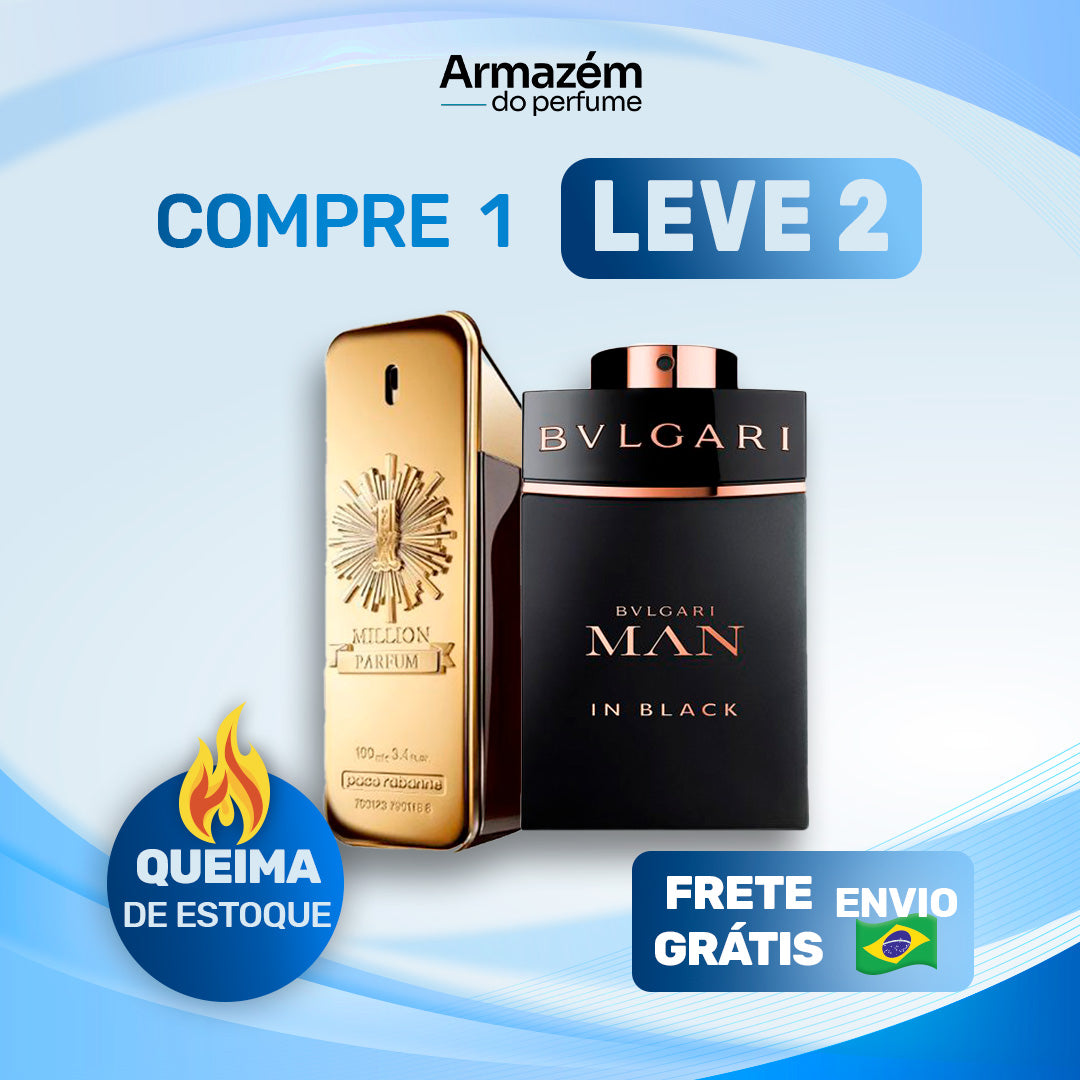 2 Perfumes Masculinos (100ml) - 1 Million | Bvlgari MAN in Black |
