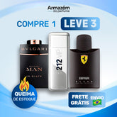 3 Perfumes Masculinos (100ml) - 212 VIP | Ferrari Black | Bvlgari In Black