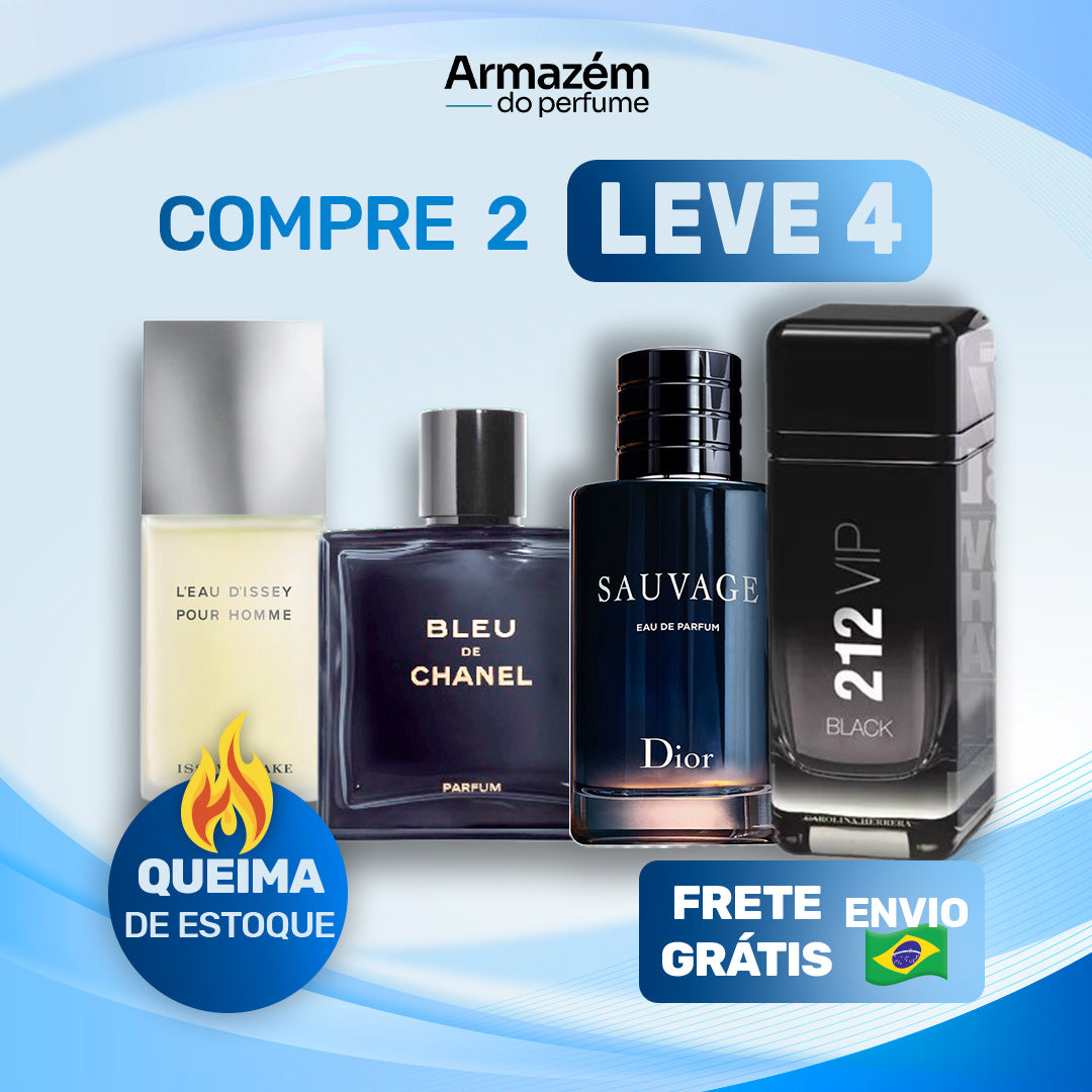 4 Perfumes Masculinos TESTER (100ml) -  L’eau D’issey | Bleu de Chanel | 212 VIP Black | Sauvage
