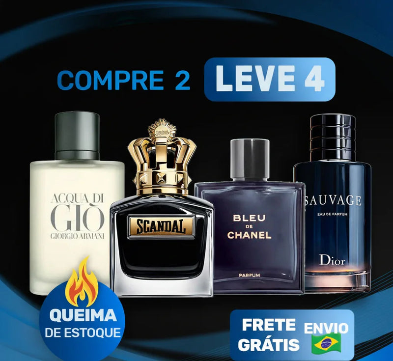 Perfumes importados em promoção leve 4 pague 2, Acqua di Gio, Scandal, Bleu de Chanel, Sauvage Dior, frete grátis