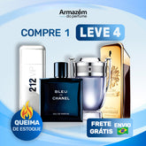 Combo 4 Perfumes Masculinos Importados (100ml) - 212 Vip Men | BLEU | Invictus | 1 Million |
